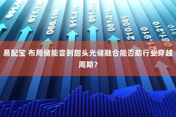 易配宝 布局储能尝到甜头光储融合能否助行业穿越周期？