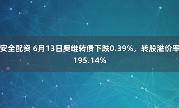 安全配资 6月13日奥维转债下跌0.39%，转股溢价率195.14%